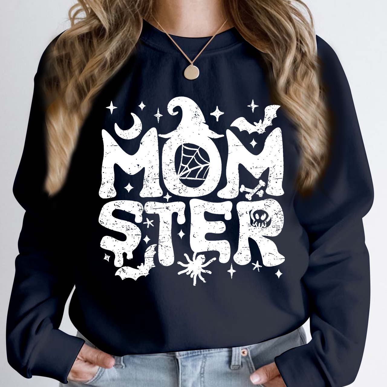 Halloween Momster Moon Bat Sweatshirt For Mama