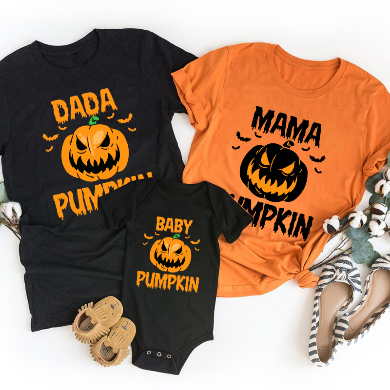 Personalized Funny Pumpkin Matching Family Halloween T-Shirts