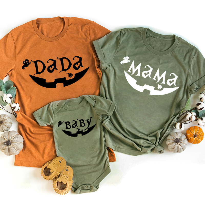 Ghost Pumpkin Halloween Personalized Family  Matching Shirts