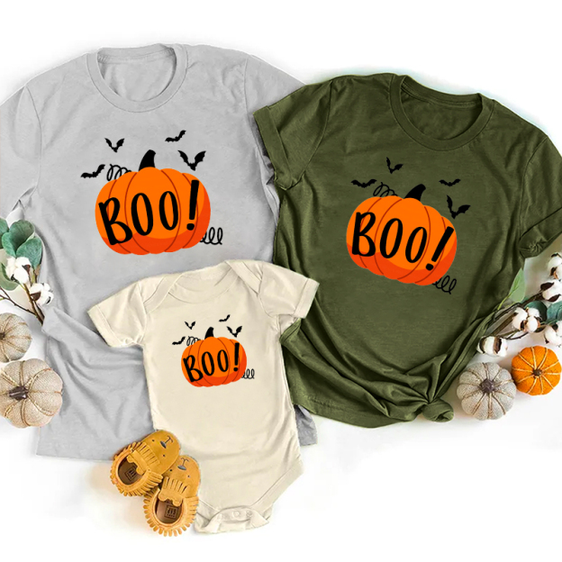 Boo Pumpkin Halloween Matching Shirts