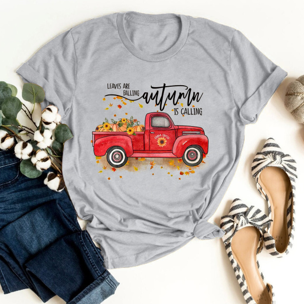 Leaves Are Falling Red Truck Fall Tees