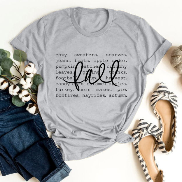 Cute Fall Graphic Words Shirts For Her
