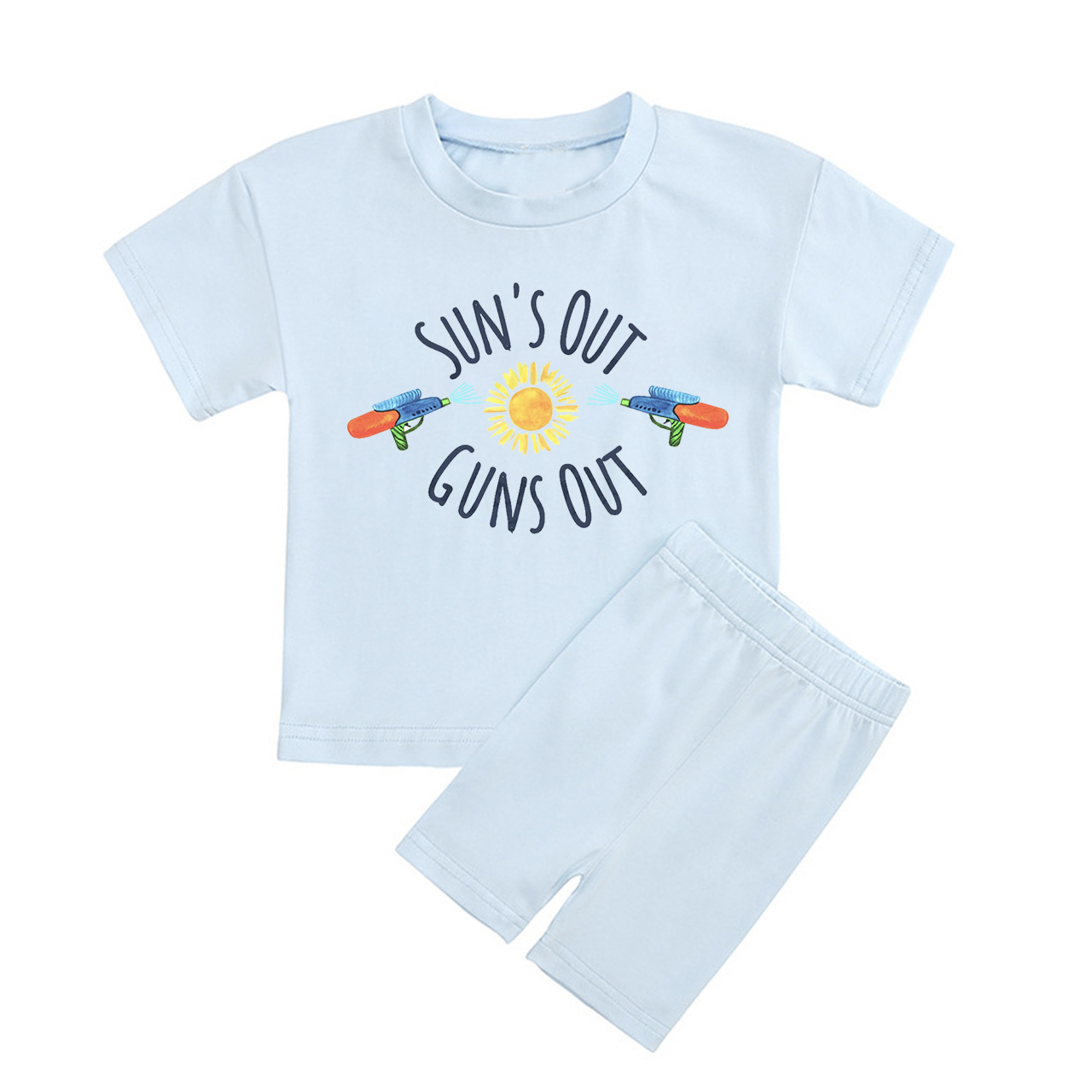 Sun's Out Cuns Out Kids Peach Boho Biker Shorts&Tee