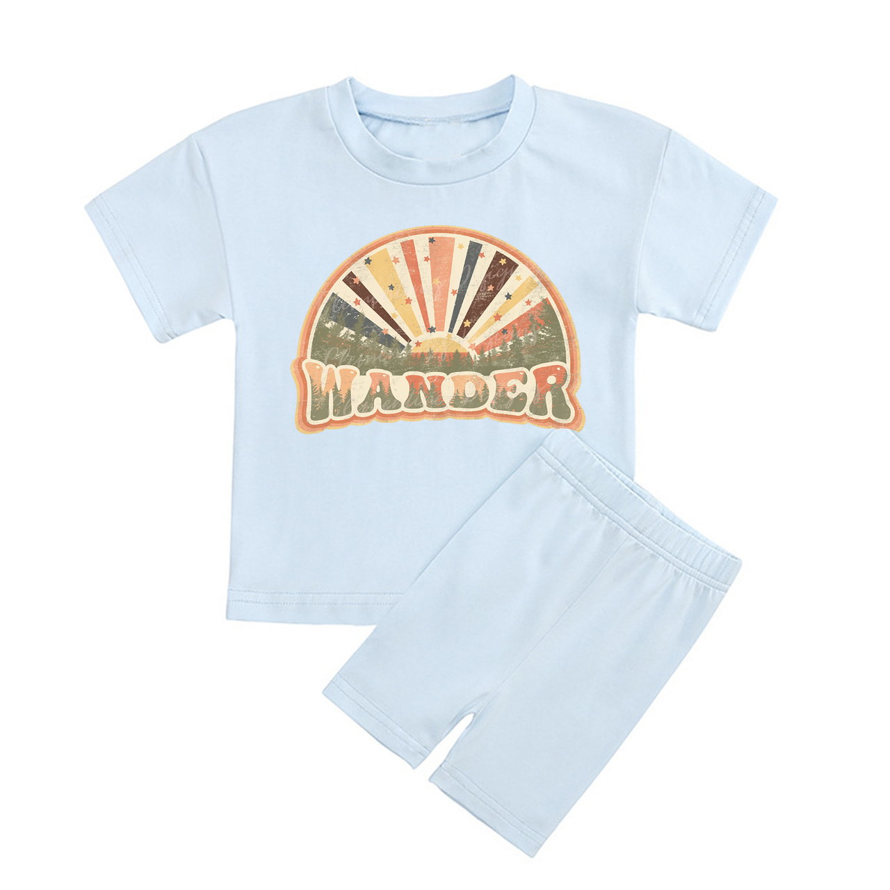 Wander Kids Peach Boho Biker Shorts&Tee