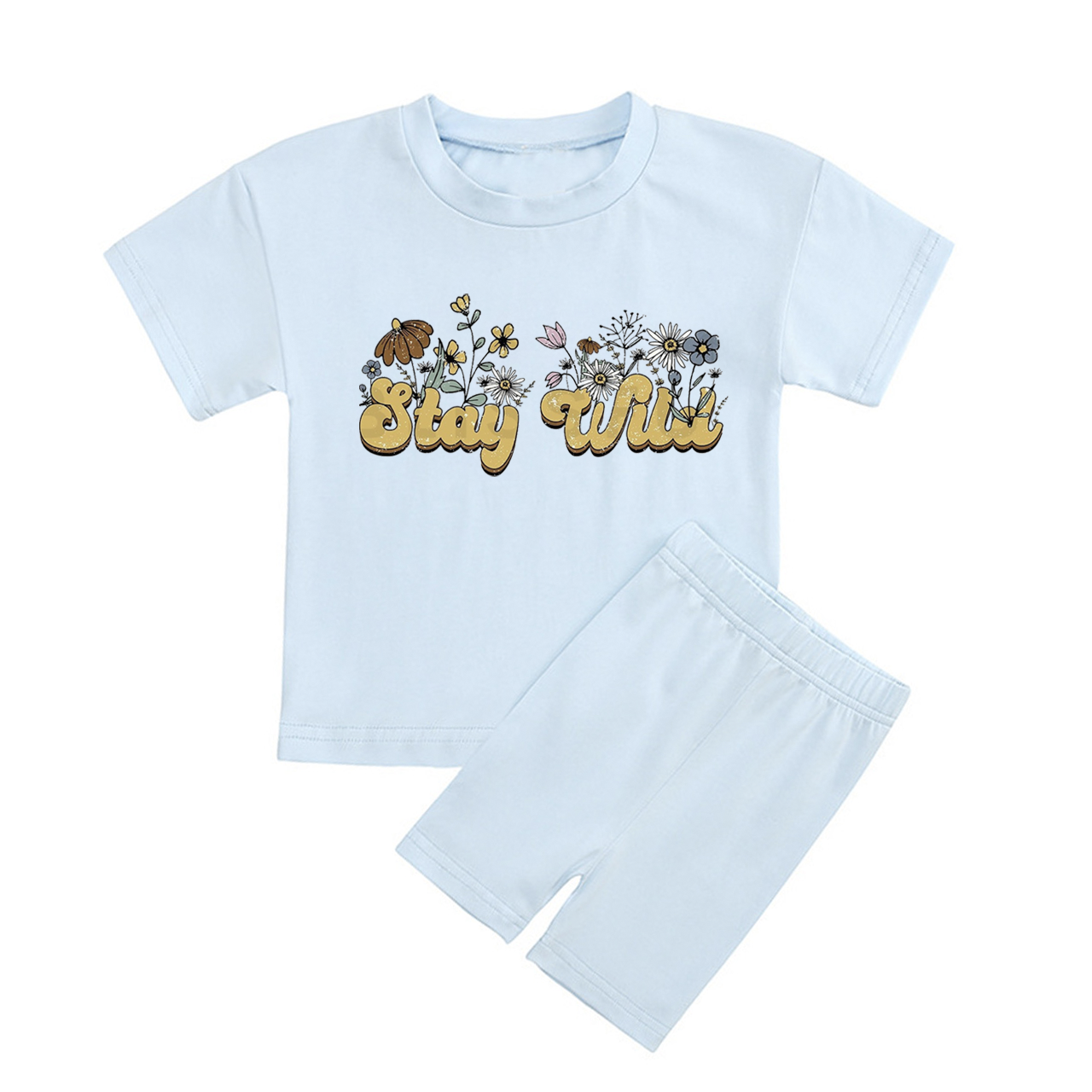 Stay Wild Kids Biker Shorts&Tee