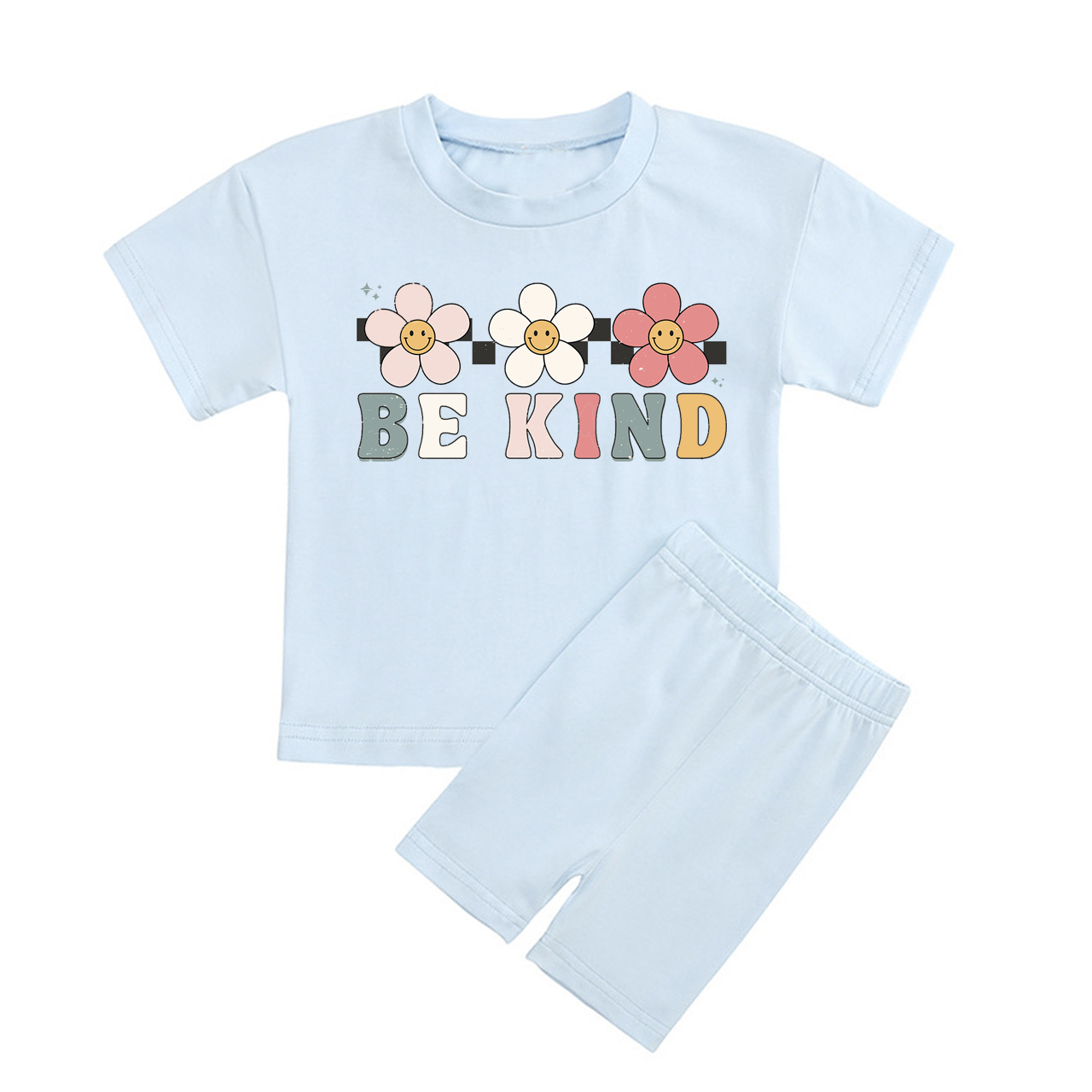 Be Kind Florals Kids Biker Shorts&Tee