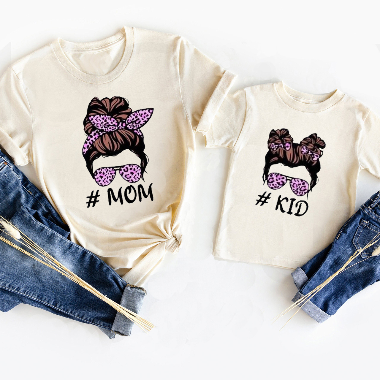 Cute Girl Sunglasses Matching Tees For Mom&Me