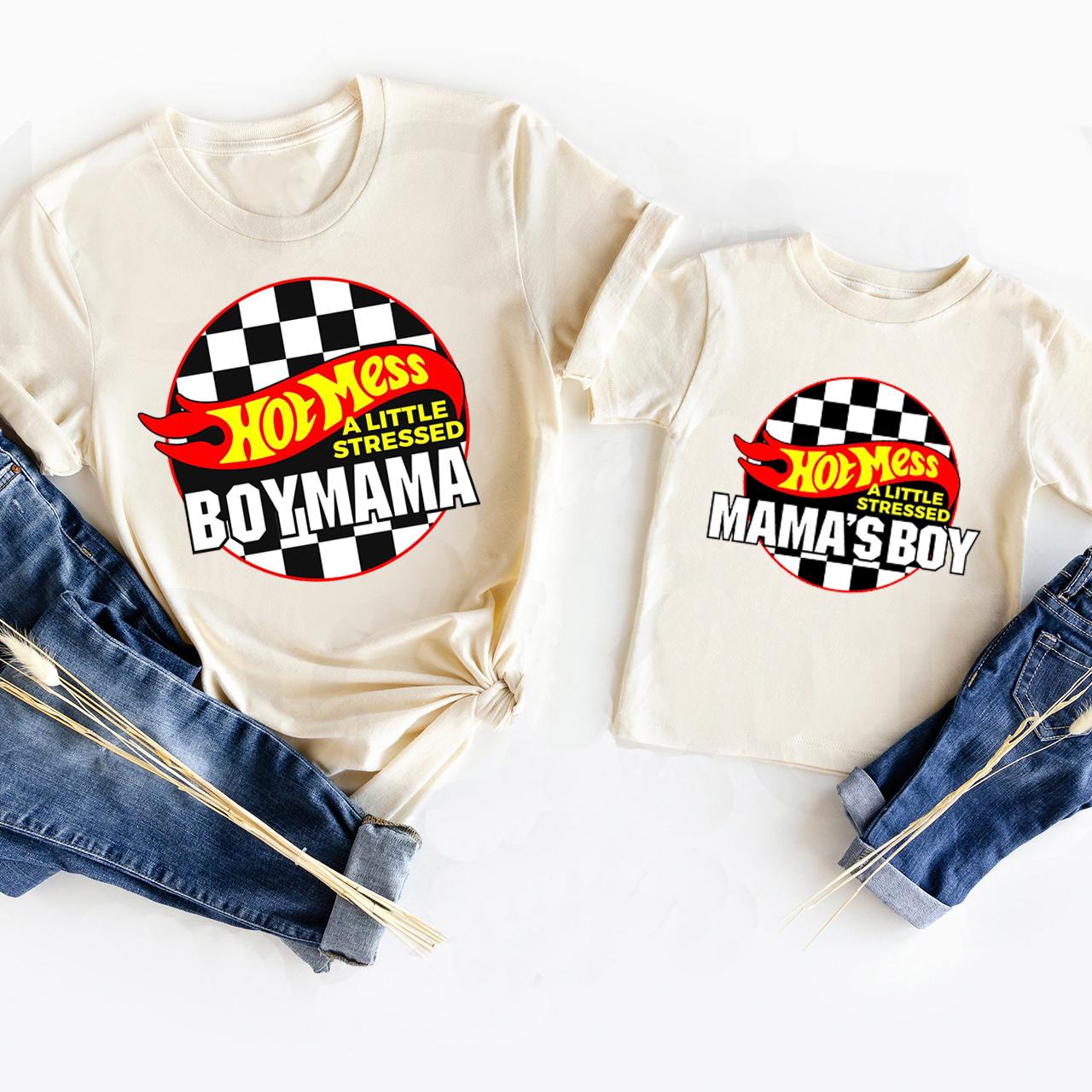 Hot Mess Boy Mama Matching Tees For Mother's Day
