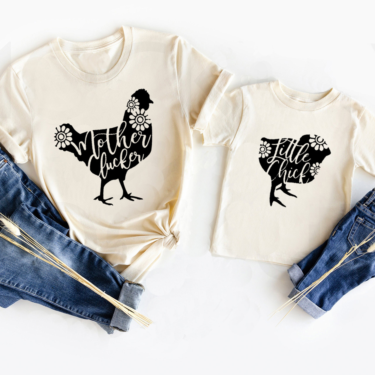 Mother Clucker&Little Chick Matching Tees For Mother's Day