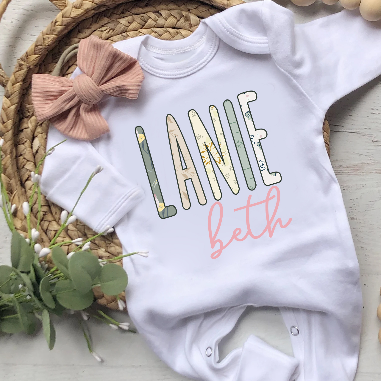 Personalized Pattern Name Coming Home Outfit Gift For Baby