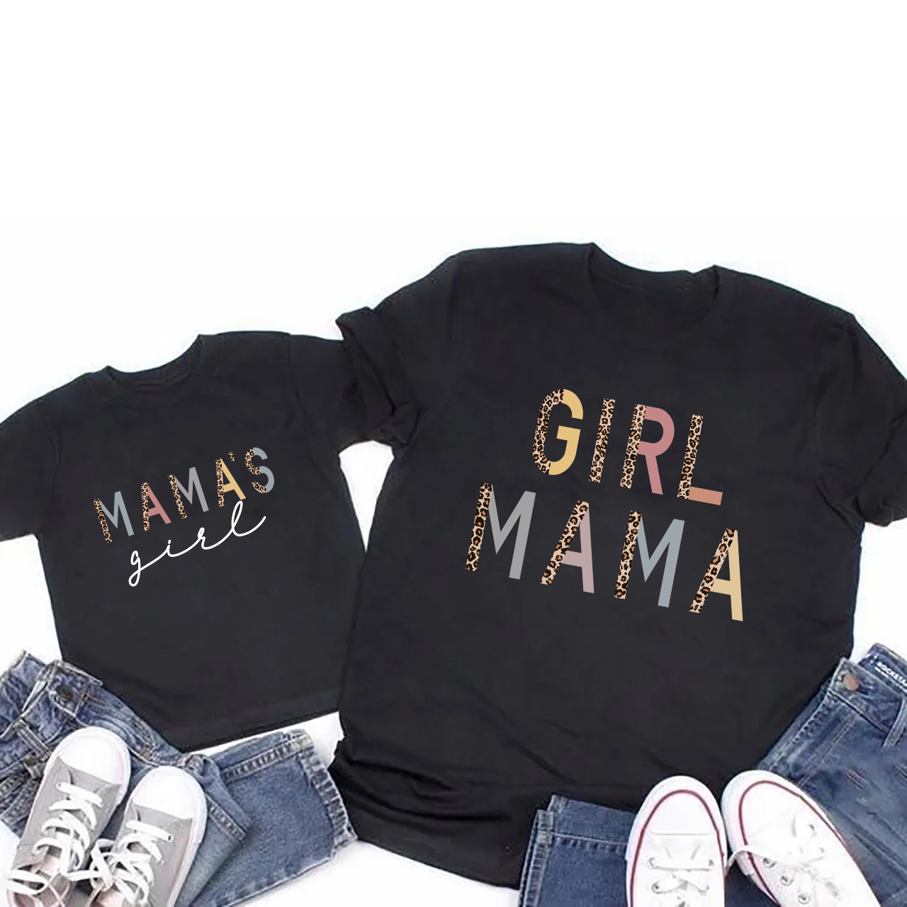 Leopard Print Girl Mama Matching Tees For Mother's Day