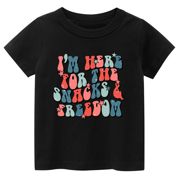 I'm Here For The Snacks&Freedom Independence Day Toddler Tees