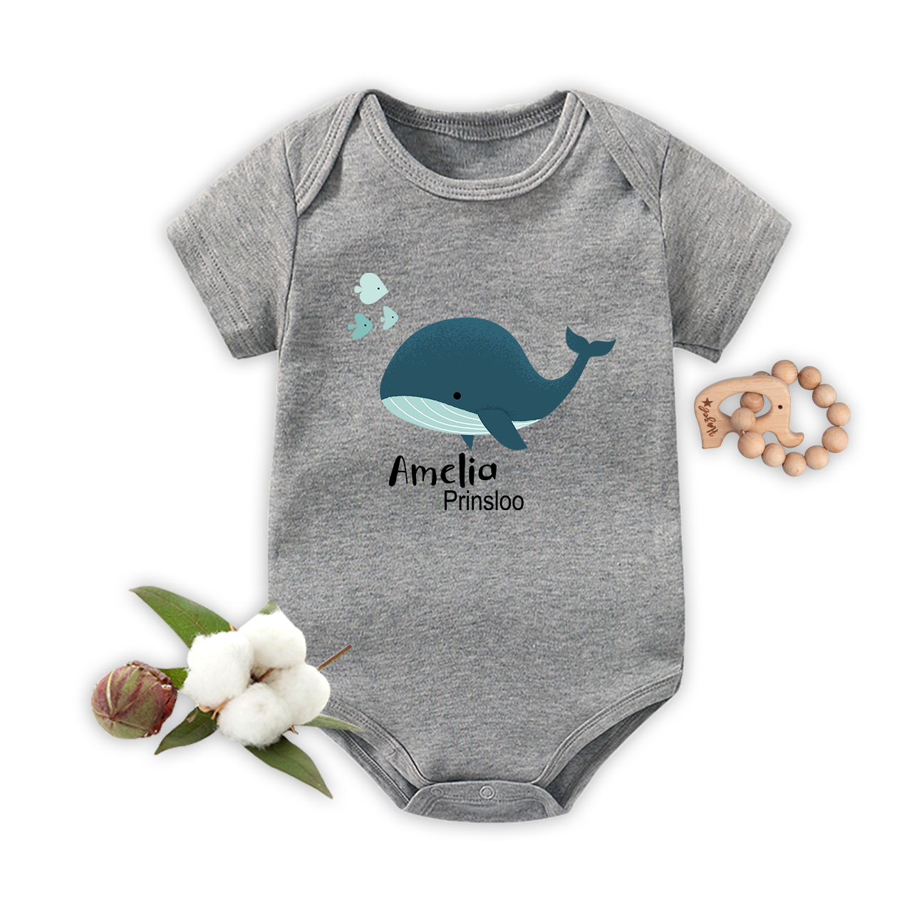 Personalized Blue Whale Baby Bodysuit
