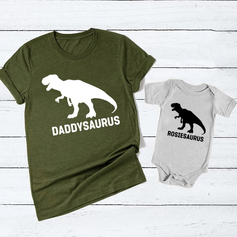 Matching First Father's Day Bodysuit & Shirts (Dysaurus)