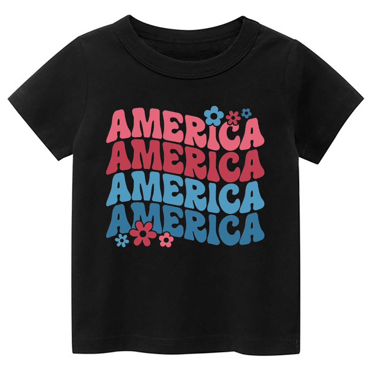 America Flower Independence Day Kids Shirt