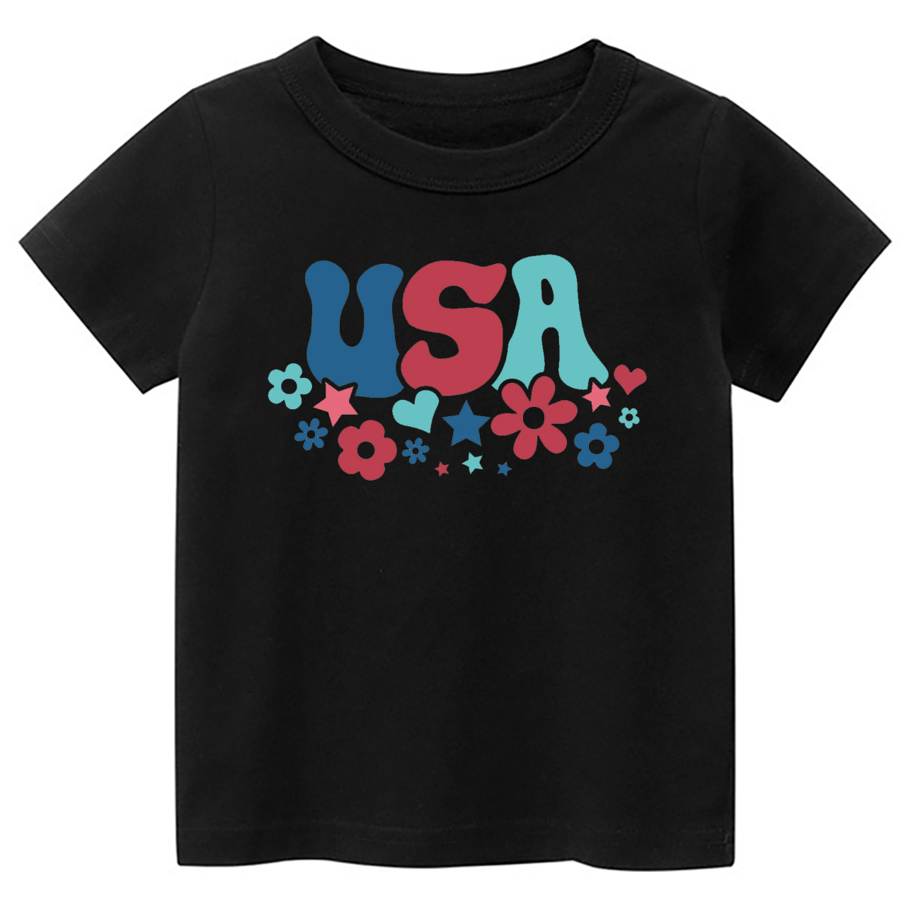 Cute USA Flower Independence Day Toddler Tee