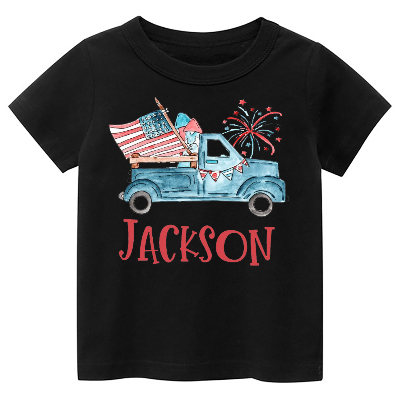 Personalized Patriotic Truck Fourth Of July Kids Shirt