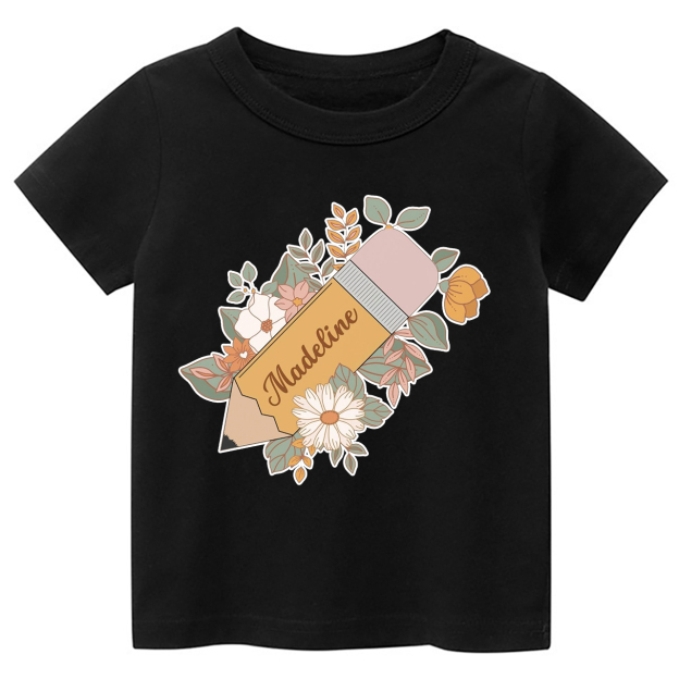 Personalized Retro Pencil Back To School Toddler Shirts