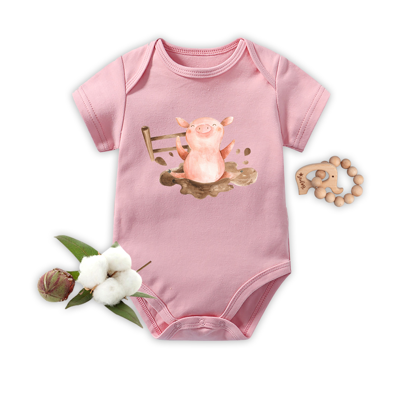 Personalized Mud Pig Baby Bodysuit