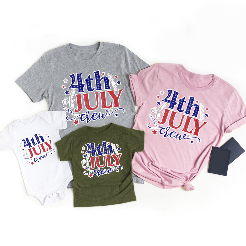 Independence Day Family Matching Tees 4th of July Crew Red White Blue