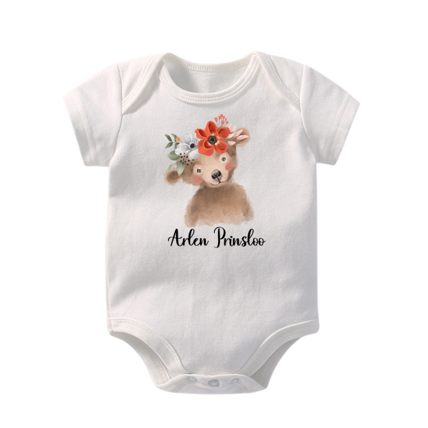 Personalized Watercolor Bear Baby Bodysuit