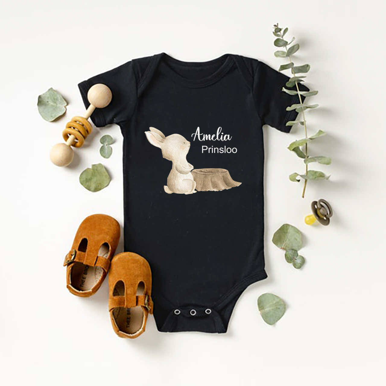 Personalized Meditating Bunny Baby Bodysuit