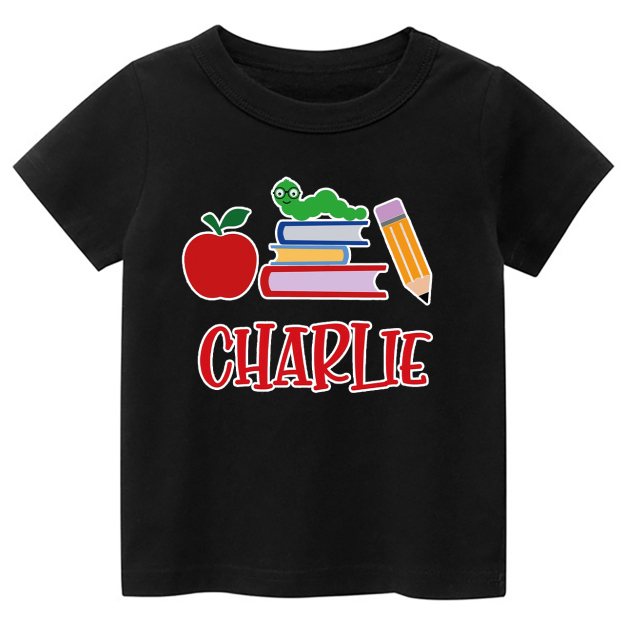 Personalized Apple Pencil Books School Kids Shirt