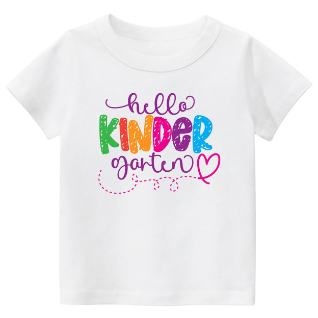 Hello Kindergarten - Hand Lettered School Shirt For Kids