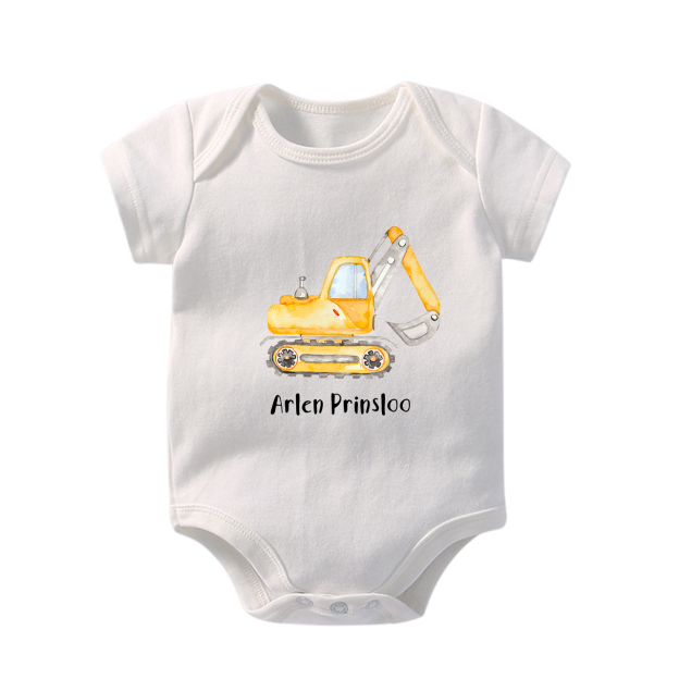 Personalized Excavator Baby Bodysuit