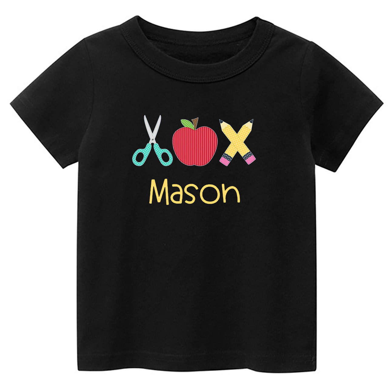 Personalized Back To School Scissors Apple Pencil Kids Shirt