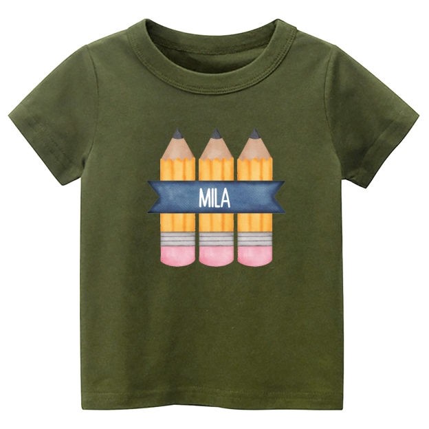 Personalized Back to School Pencil Name Kids Shirts