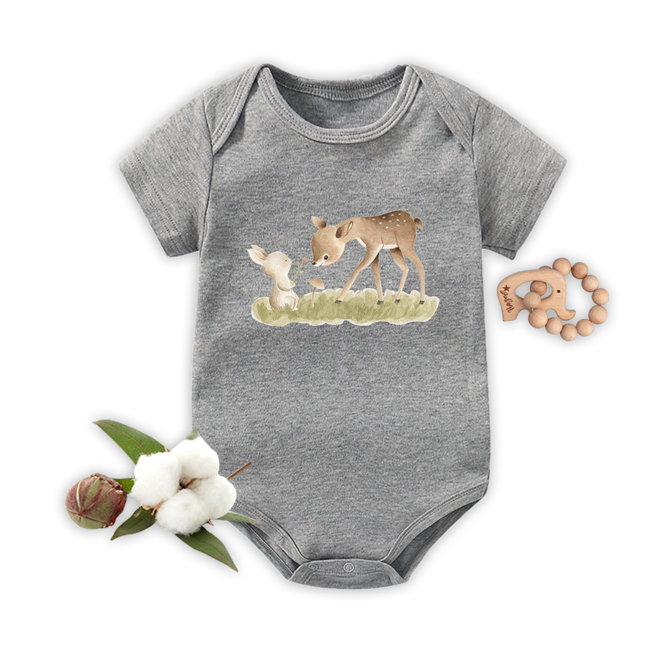Friends Fawn & Rabbit Baby Bodysuit