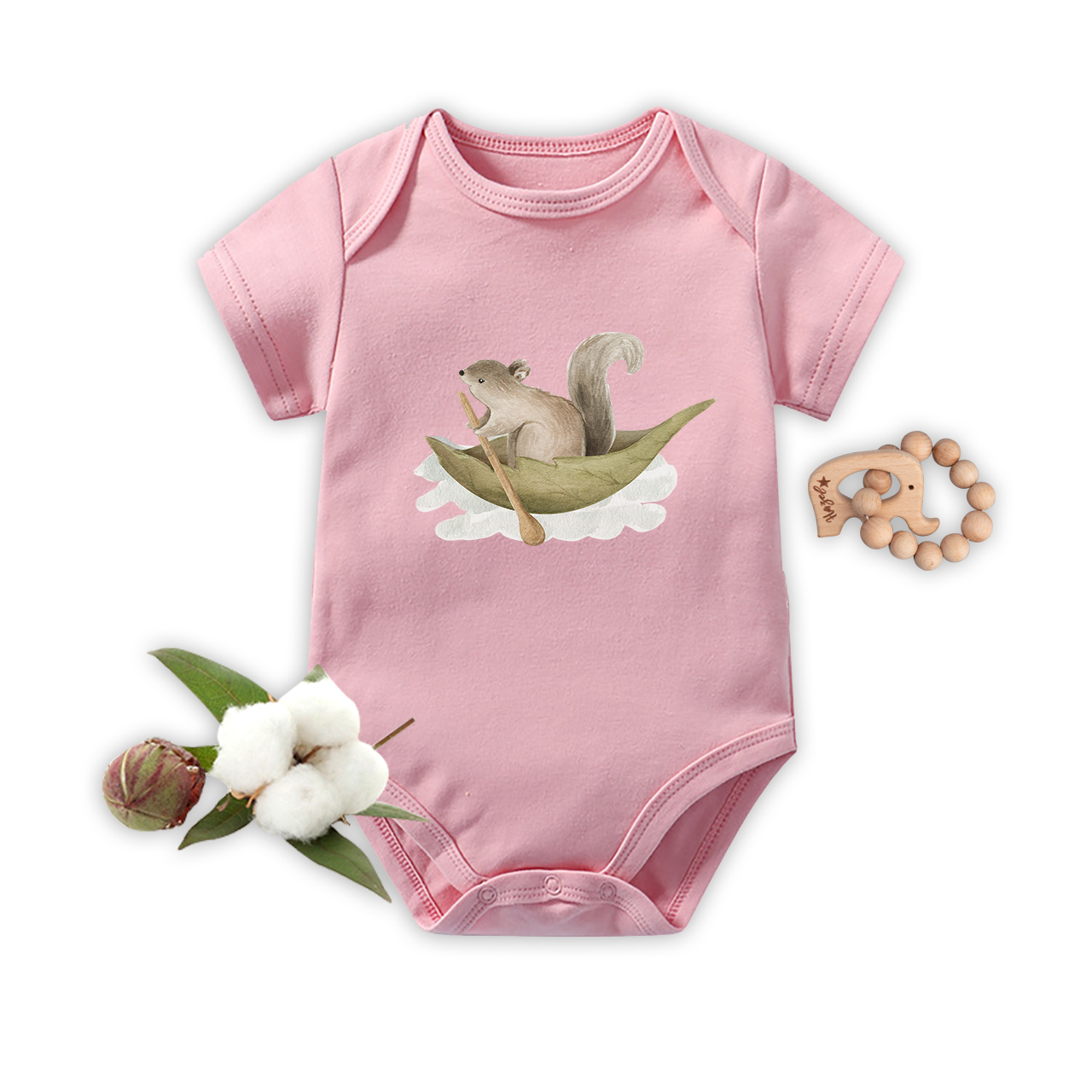 Little Squirrel Rowing Baby Bodysuit