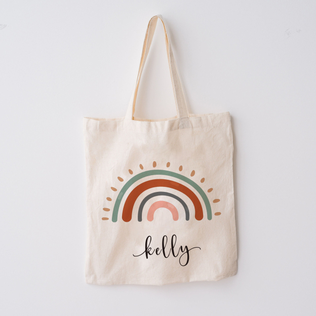 Personalized Retro Kids Name School Tote Bag