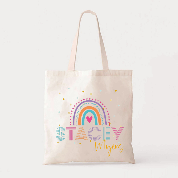 Personalized Line Kids Name School Tote Bag