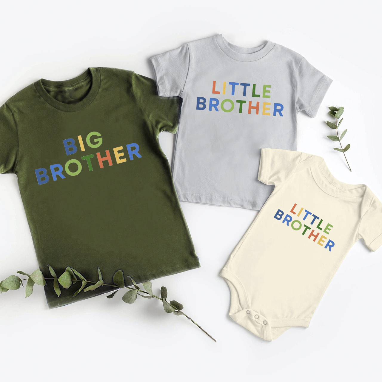 Colorful Brother & Sister Siblings Family Matching Tees