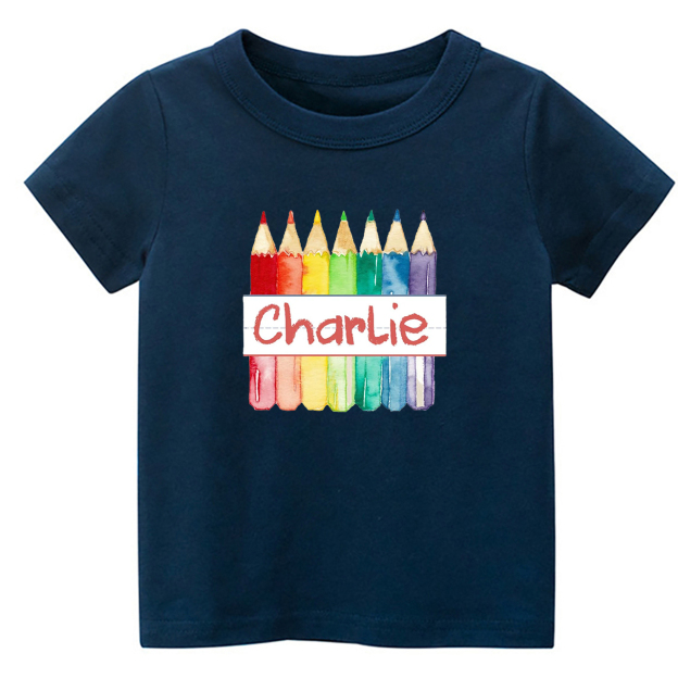 Personalized Crayon Name Back To School Kids T-shirts