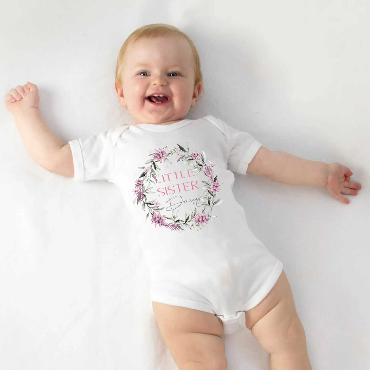 Girls Floral Wreath Siblings Family Matching Shirt