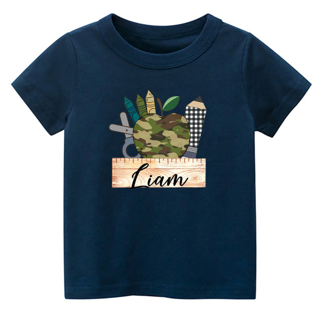 Personalized Camo Apple Plaid Pencil Tees