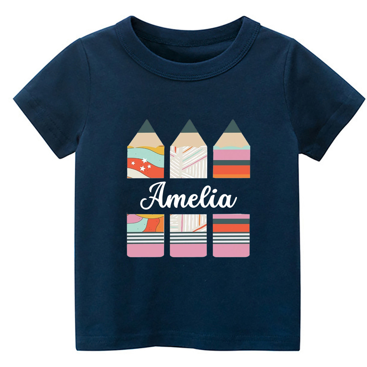 Personalized Geometric Retro Pencil Kids Shirts