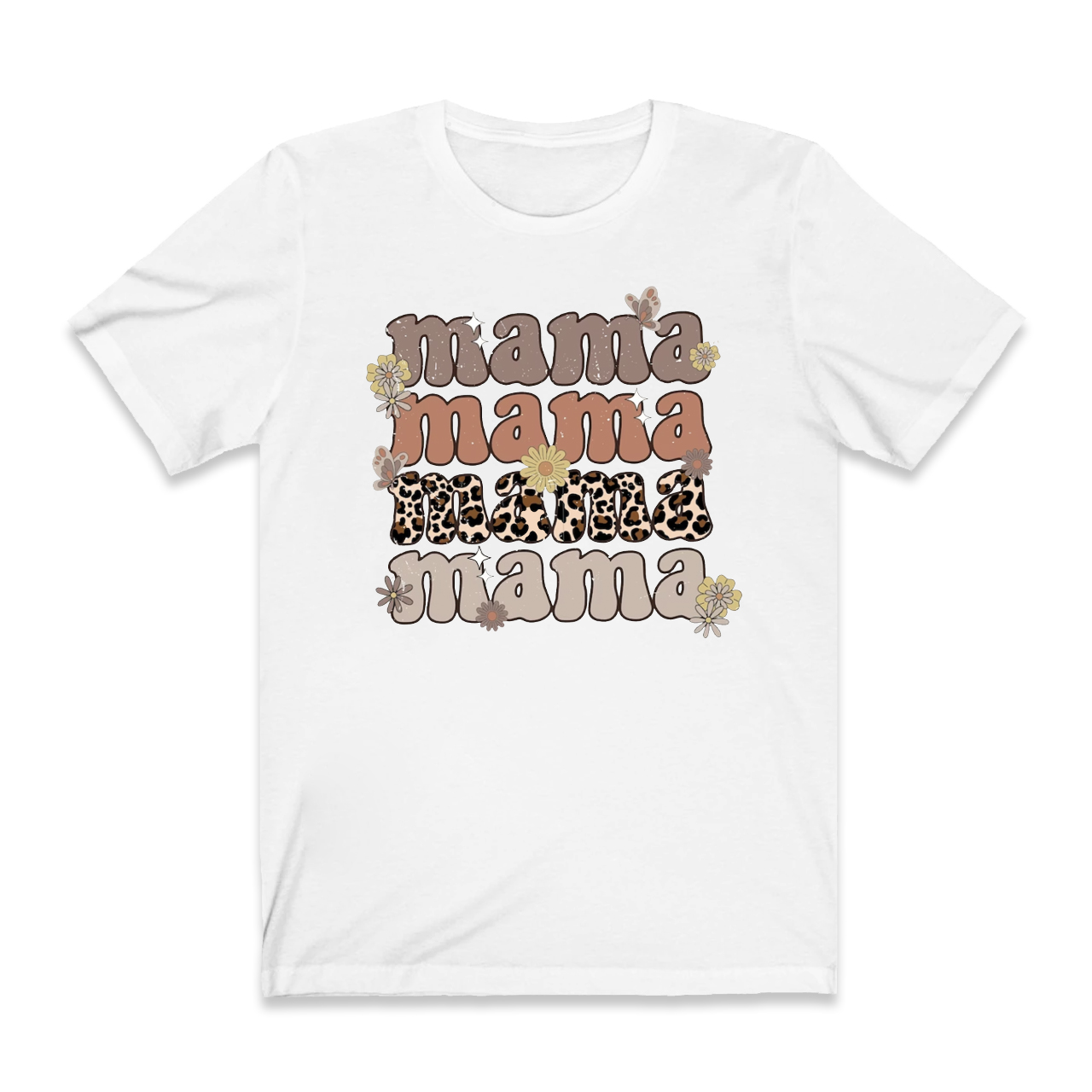 Leopard Mama Retro Flowers T-Shirt