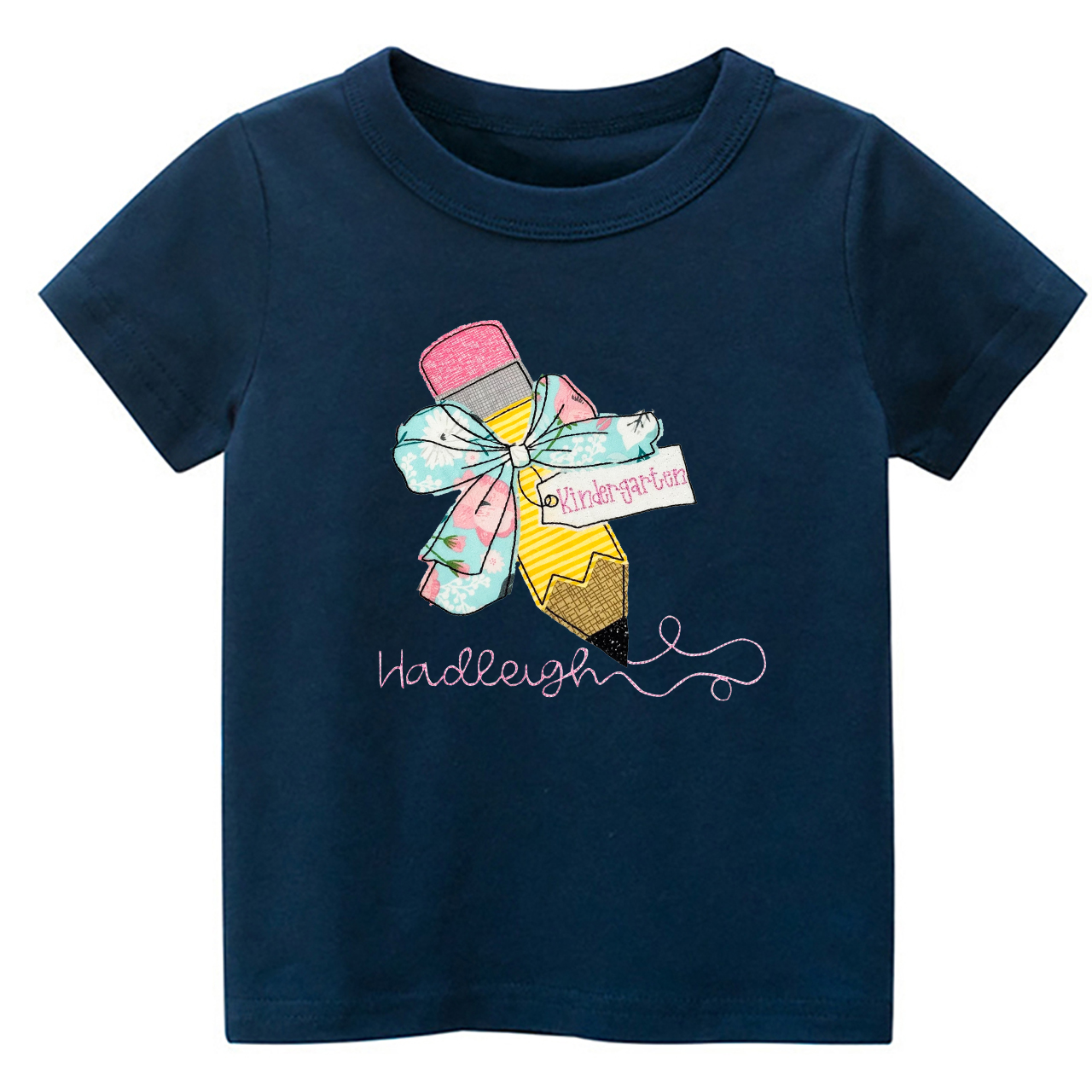 Personalized Pencil And Bow Back To School Shirt For Kids
