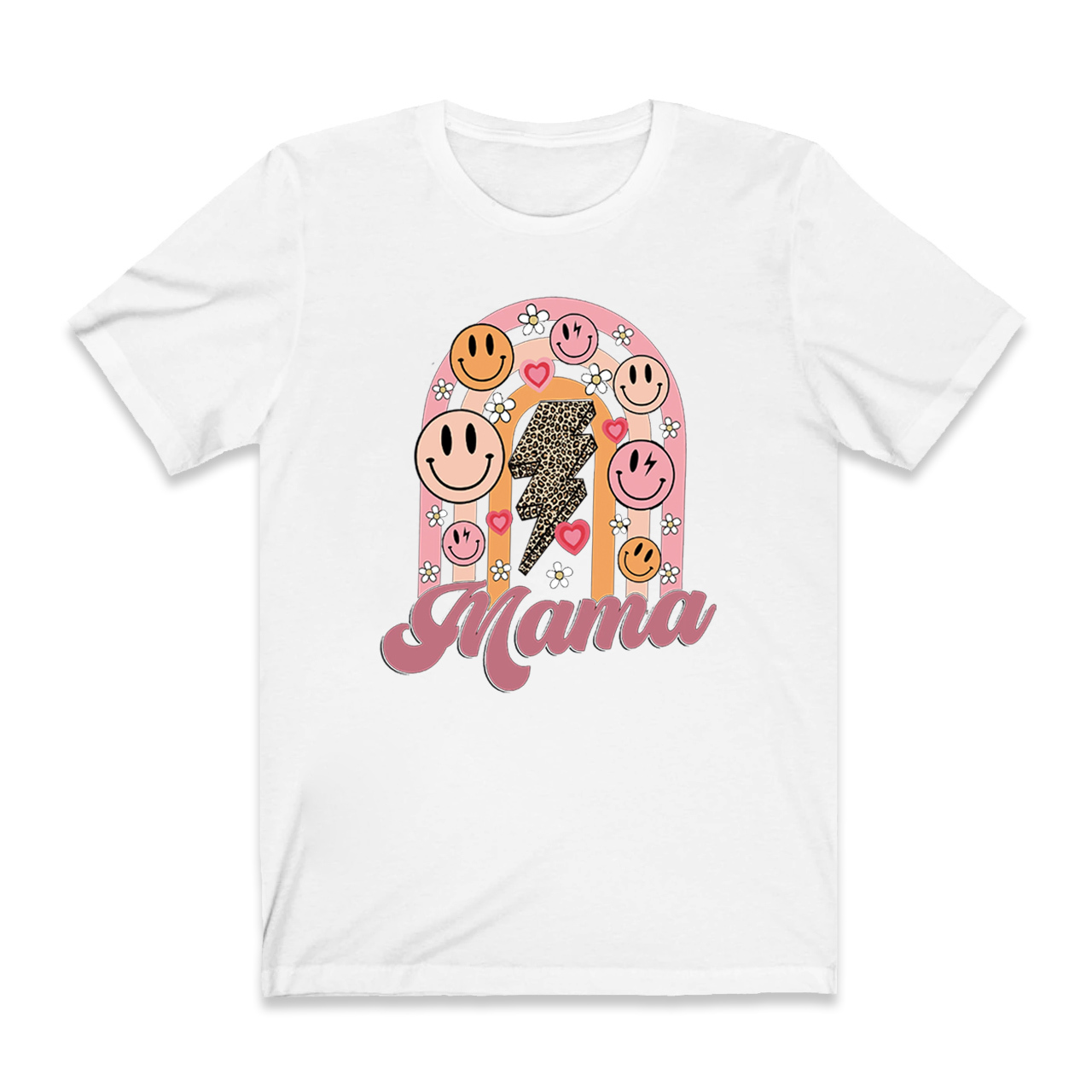 Retro Floral Heart Smiley Face Mama Tees