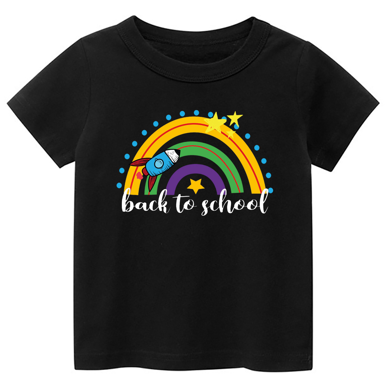 Rocket Rainbow Back To School Kids T-Shirt