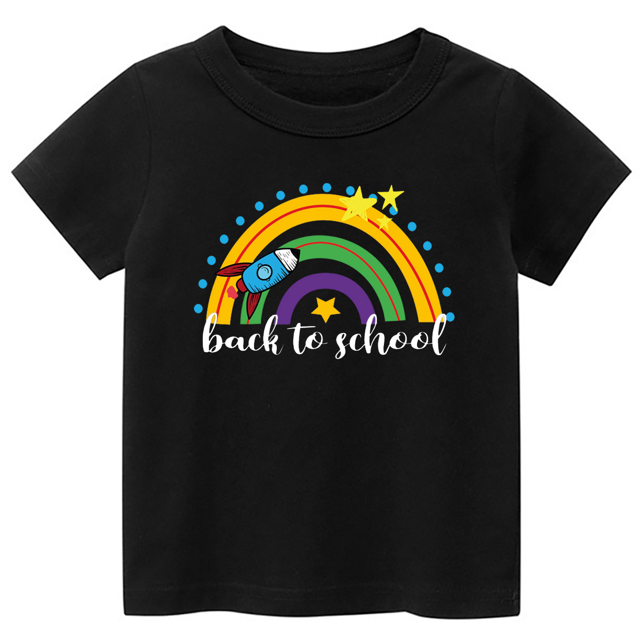 Rocket Rainbow Back To School Kids T-Shirt