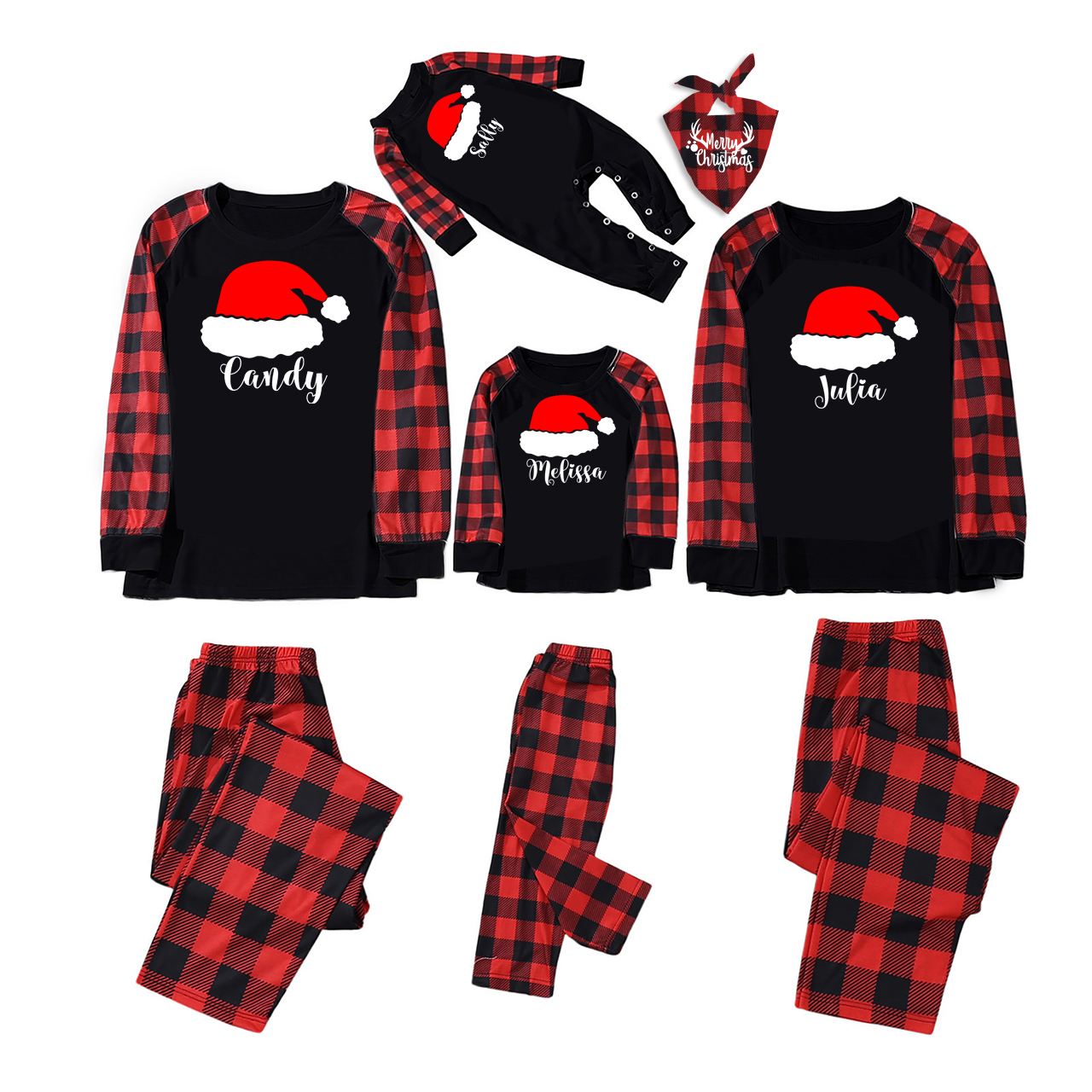 Red&Black Hat Christmas Family Matching Pajamas