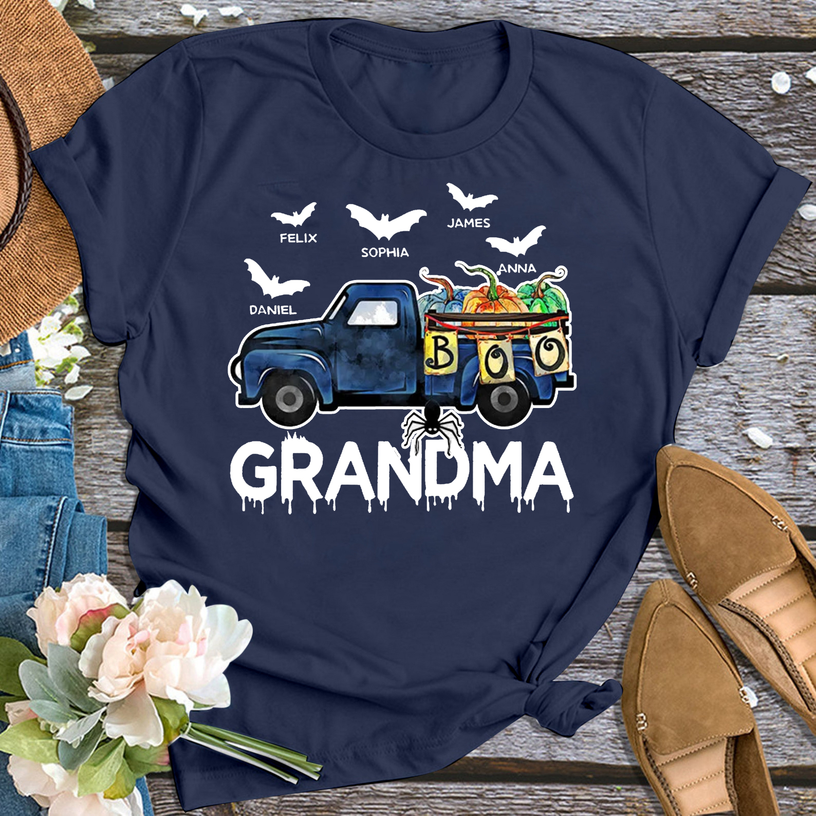 Boo Car Thanksgiving Personalized Grandma Shirt 