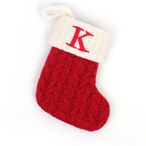 Christmas Socks Knitted Embroidered Alphabet Socks