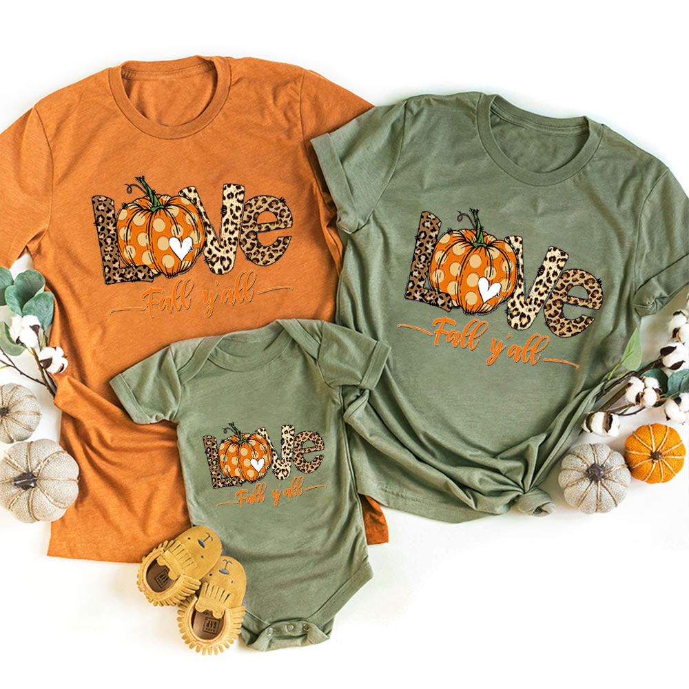 Love Fall Y'All Halloween Family Matching Shirts