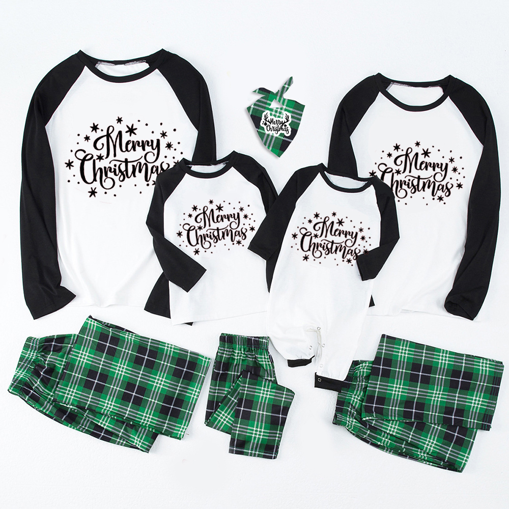 Merry Christmas Snow Print Family Christmas Pajamas